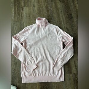 Lands End Size M pink 100% cotton turtleneck sweater natural fibers